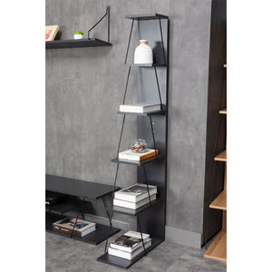 Βιβλιοθήκη mini Tars pakoworld ανθρακί-μαύρο 50x22x150εκ