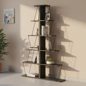Βιβλιοθήκη mini Tars pakoworld ανθρακί-μαύρο 100x22x150εκ