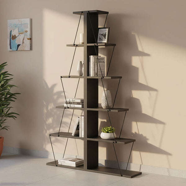 Βιβλιοθήκη mini Tars pakoworld ανθρακί-μαύρο 100x22x150εκ