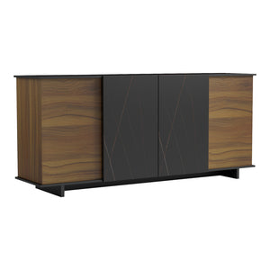 Μπουφές Zafore pakoworld καρυδί- μαύρο μαρμάρου 180x45x80εκ