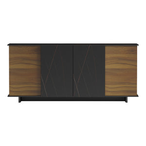 Μπουφές Zafore pakoworld καρυδί- μαύρο μαρμάρου 180x45x80εκ