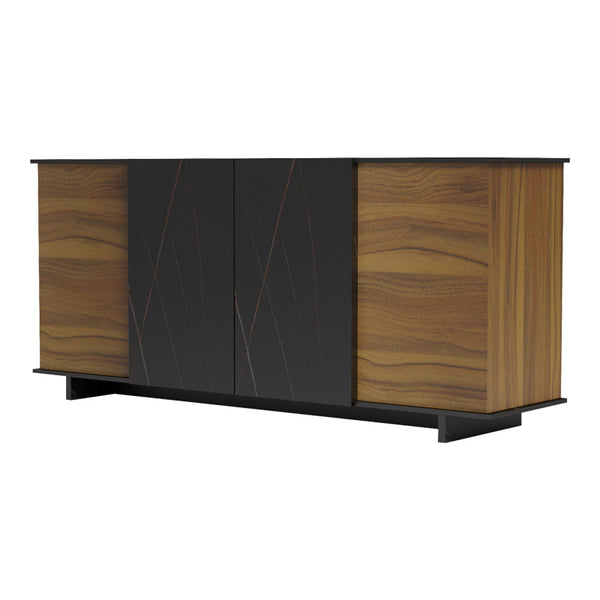 Μπουφές Zafore pakoworld καρυδί- μαύρο μαρμάρου 180x45x80εκ