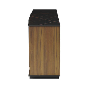 Μπουφές Zafore pakoworld καρυδί- μαύρο μαρμάρου 180x45x80εκ