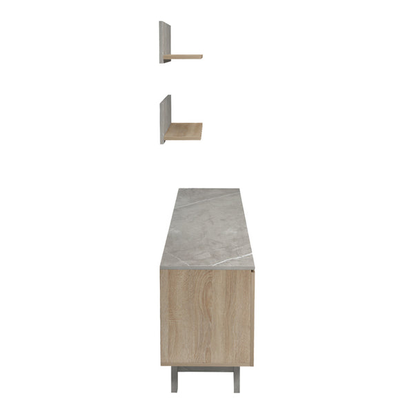 Σύνθετο σαλονιού Kasia pakoworld μπεζ μαρμάρου-sonoma 180x35x48.5εκ