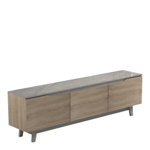 Έπιπλο τηλεόρασης Kasandra pakoworld μπεζ μαρμάρου-sonoma 180x35x48.5εκ