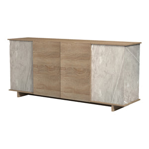 Μπουφές Zafore pakoworld sonoma - γκρι μπεζ όψη μαρμάρου 180x45x80εκ
