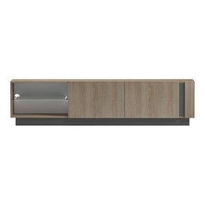 Έπιπλο τηλεόρασης με Led Vario pakoworld sonoma - ανθρακί 185.6x35x45εκ