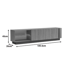 Έπιπλο τηλεόρασης με Led Vario pakoworld sonoma - ανθρακί 185.6x35x45εκ