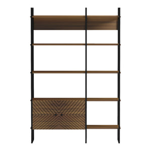 Βιβλιοθήκη Rhombo pakoworld καρυδί-μαύρο 120x35x180εκ