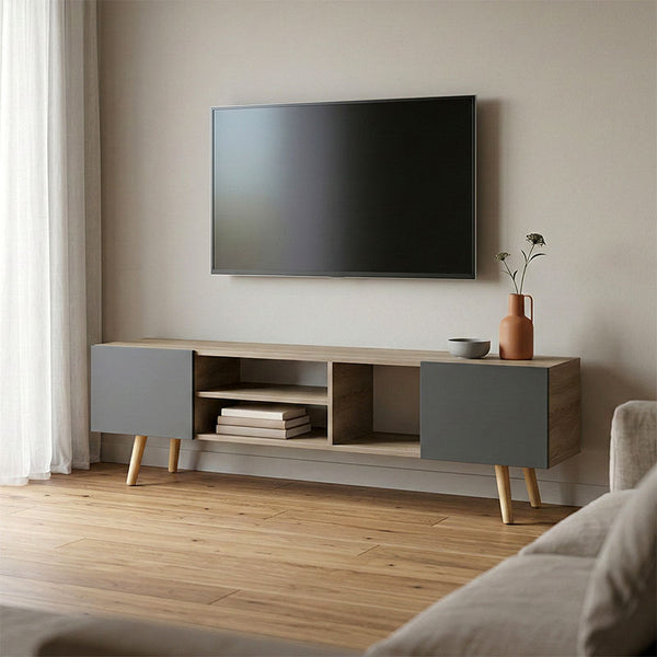 Έπιπλο τηλεόρασης Osclo pakoworld sonoma-ανθρακί 160x30x53.5εκ