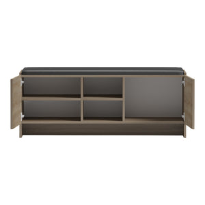 Παπουτσοθήκη-σκαμπό Zulla pakoworld sonoma-μαύρο 110x37x43εκ