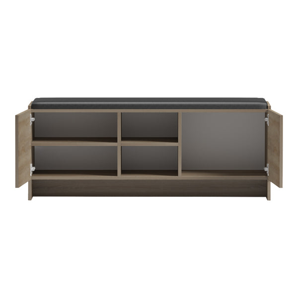 Παπουτσοθήκη-σκαμπό Zulla pakoworld sonoma-μαύρο 110x37x43εκ