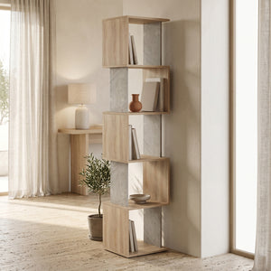 Βιβλιοθήκη Cubik pakoworld sonoma- γκρι μπεζ οψη μαρμάρου 35x30x161εκ
