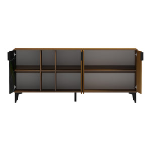 Μπουφές Riba pakoworld καρυδί-μαύρη όψη μαρμάρου 180x40x78εκ