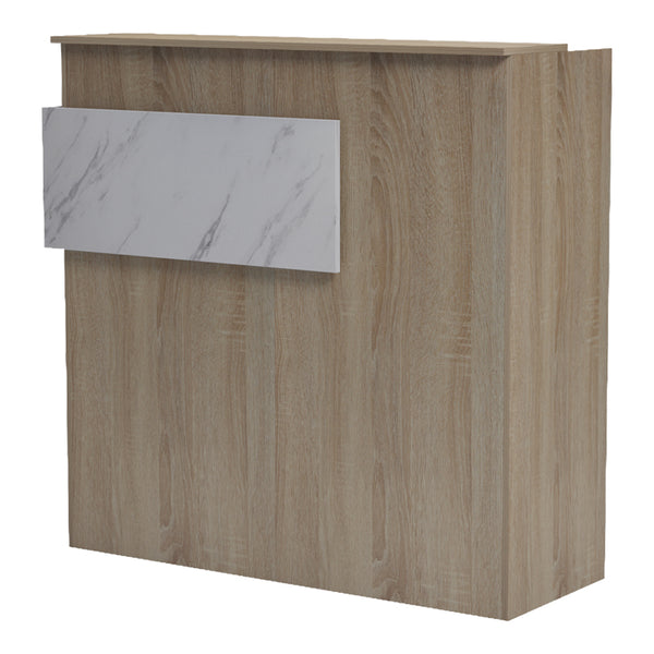 Γραφείο reception Optima pakoworld με led sonoma-λευκή όψη μαρμάρου 110x40x110εκ