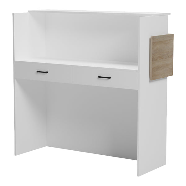 Γραφείο reception Optima pakoworld με led λευκό-sonoma 110x40x110εκ