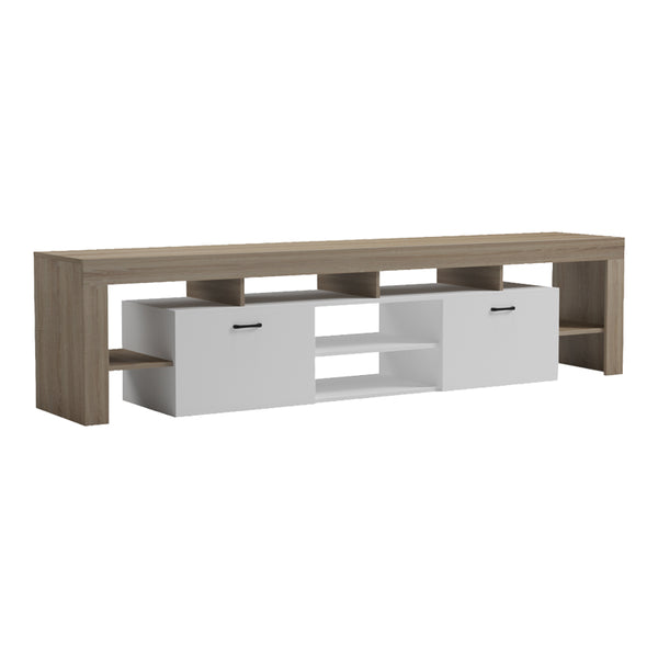 Έπιπλο τηλεόρασης Liner pakoworld sonoma-λευκό 210x40x50εκ