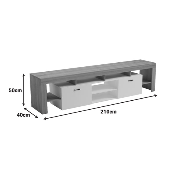 Έπιπλο τηλεόρασης Liner pakoworld sonoma-λευκό 210x40x50εκ