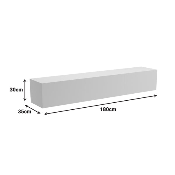 Έπιπλο τηλεόρασης επιτοίχιο με Led Rival pakoworld λευκό 180x35x30εκ