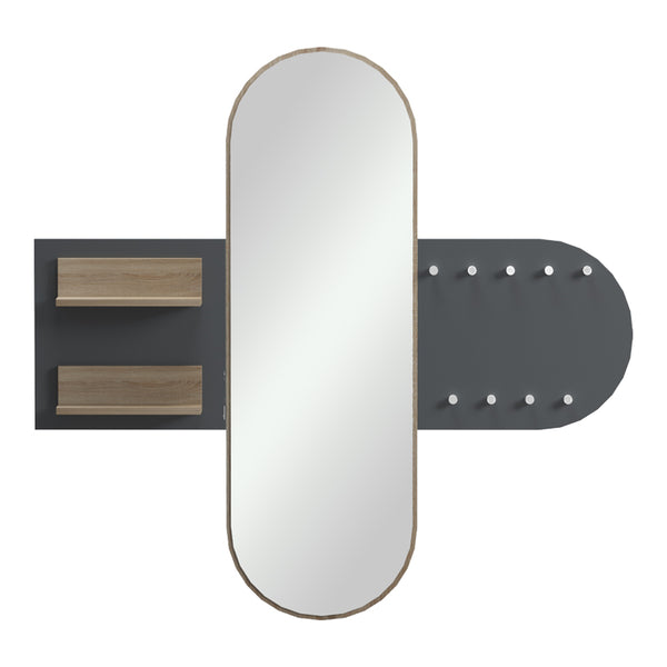 Κρεμάστρα με καθρέπτη Baunty pakoworld sonoma-ανθρακί 125x11x122εκ