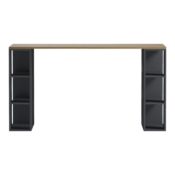 Γραφείο με ραφιέρα Colmar pakoworld ανθρακί- sonoma 140x60x75εκ