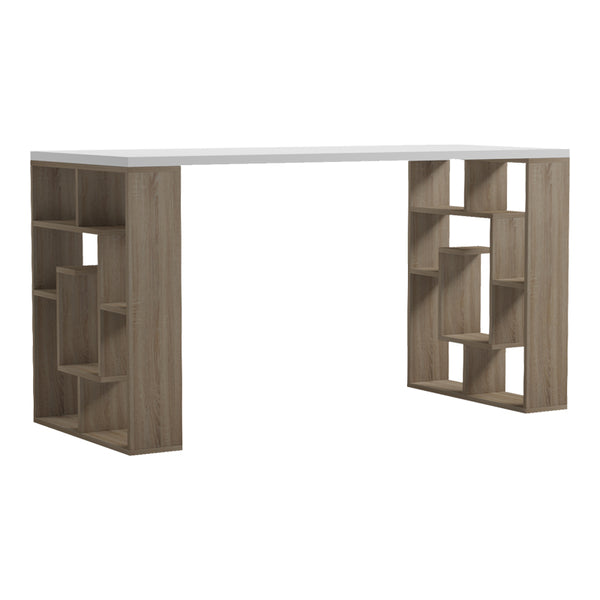 Γραφείο με ραφιέρα Labirent pakoworld sonoma-λευκό 140x60x75εκ