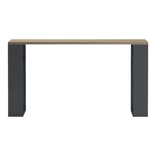 Γραφείο με ραφιέρα Labirent  pakoworld ανθρακί-sonoma 140x60x75εκ
