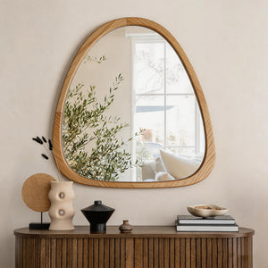 Καθρέπτης Ione pakoworld MDF σε φυσική απόχρωση 55x2