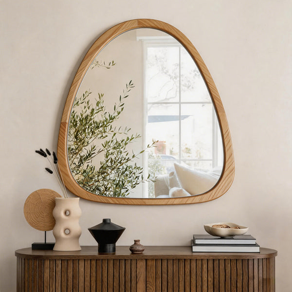 Καθρέπτης Ione pakoworld MDF σε φυσική απόχρωση 55x2