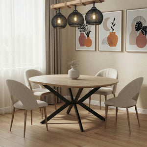 Tραπέζι Lydia pakoworld MDF επεκτεινόμενο καρυδί-μαύρο 120-160x120x79εκ
