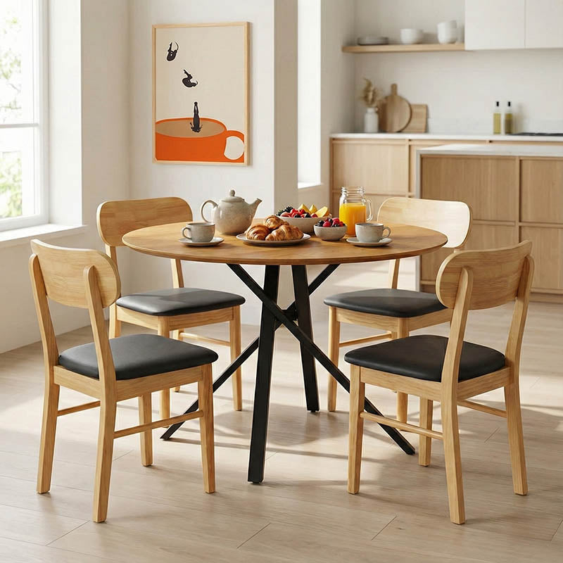 Tραπέζι Cerco pakoworld sonoma mdf και μαύρο μεταλλικό πόδι Φ120x75εκ