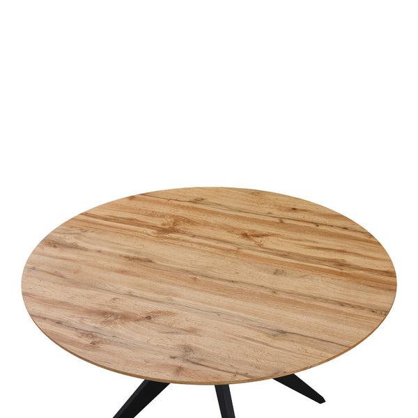 Τραπέζι Toda pakoworld mdf σε sonoma απόχρωση με μαύρα μεταλλικά πόδια Φ120x75εκ