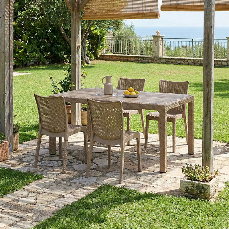 Τραπεζαρία Explore-Confident pakoworld σετ 5τεμ PP cappuccino 150x90x73