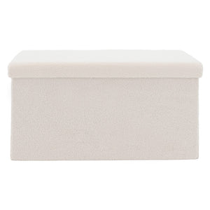 Σκαμπό-μπαούλο Forward pakoworld ύφασμα μπουκλέ ivory 76.5x38x37.5εκ
