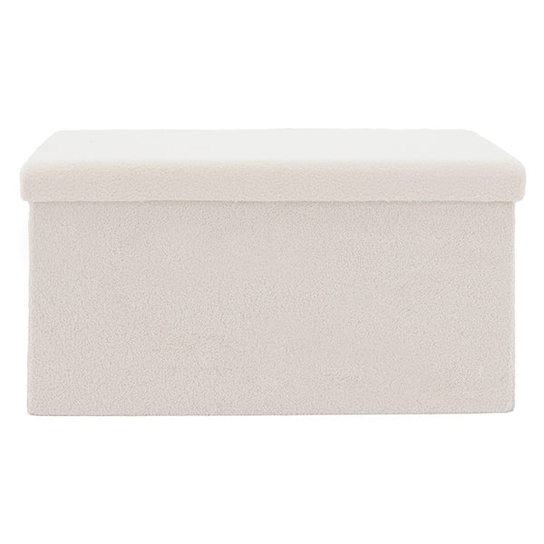 Σκαμπό-μπαούλο Forward pakoworld ύφασμα μπουκλέ ivory 76.5x38x37.5εκ