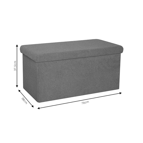 Σκαμπό-μπαούλο Forward pakoworld ύφασμα μπουκλέ ivory 76.5x38x37.5εκ