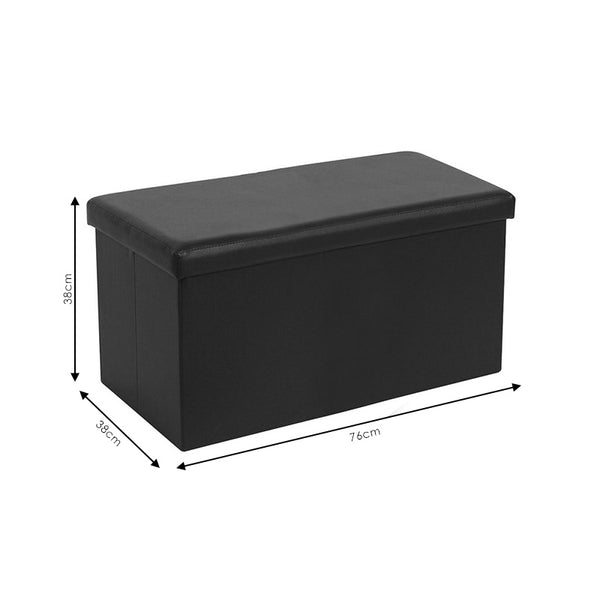 Σκαμπό-μπαούλο Cooperation pakoworld pu σκούρο καφέ 76x38x38εκ