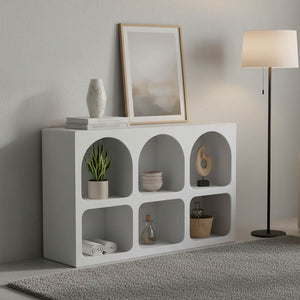Μπουφές Emersi pakoworld με ράφια mdf σε λευκή απόχρωση 120x35x76εκ