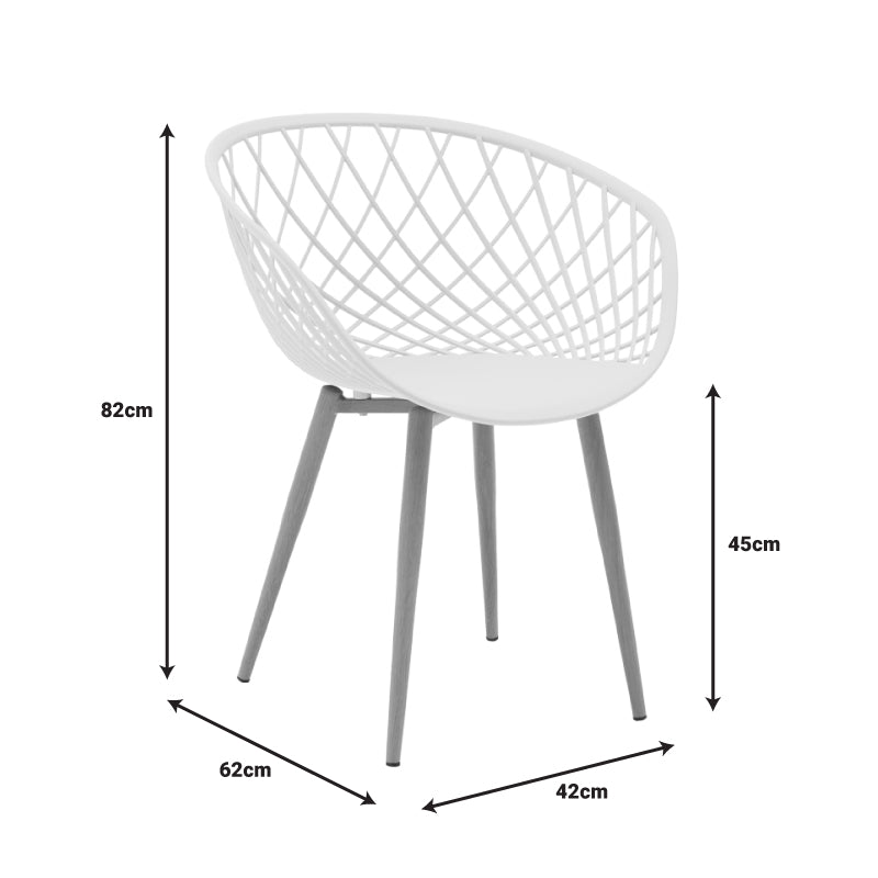 Πολυθρόνα Ezra pakoworld λευκό pp-πόδι φυσικό μέταλλο 63x55x83εκ