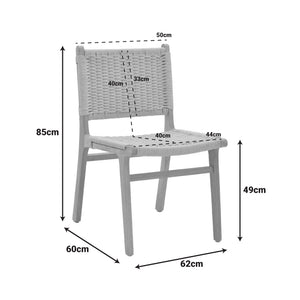 Καρέκλα Julien pakoworld rubberwood φυσικό-έδρα φυσικό σχοινί 61x54x85εκ