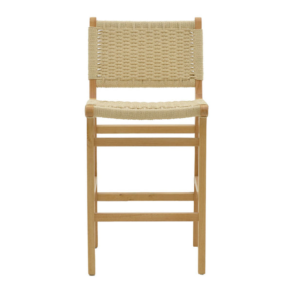 Σκαμπό μπαρ Julien pakoworld rubberwood φυσικό-έδρα φυσικό σχοινί 45x46x95εκ