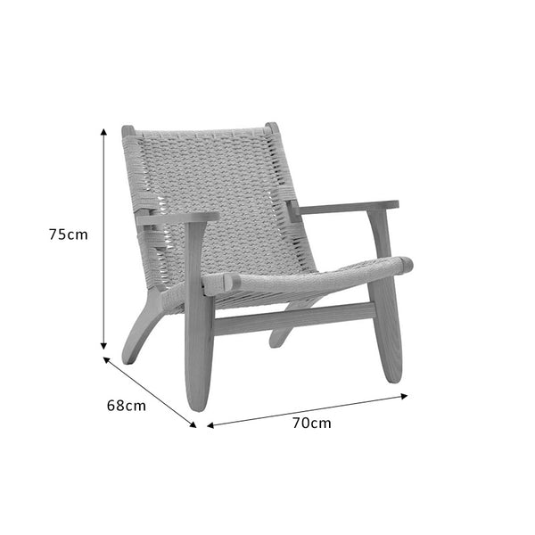 Πολυθρόνα Chiara pakoworld ξύλο οξιάς φυσικό-έδρα φυσικό σχοινί 70x68x75εκ