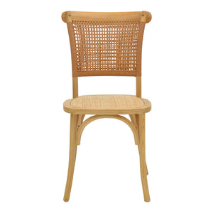 Καρέκλα Karley pakoworld φυσικό ξύλο οξιάς-έδρα φυσικό rattan 48x52x89εκ