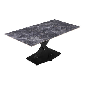 Τραπέζι Tafel pakoworld Sintered stone με μεταλλικά πόδια σε μαύρη απόχρωση 180x90x76εκ