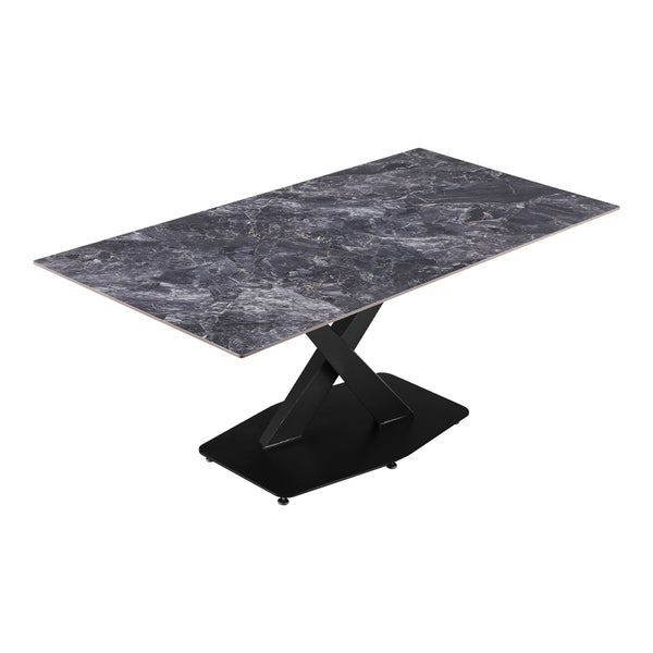 Τραπέζι Tafel pakoworld Sintered stone με μεταλλικά πόδια σε μαύρη απόχρωση 180x90x76εκ