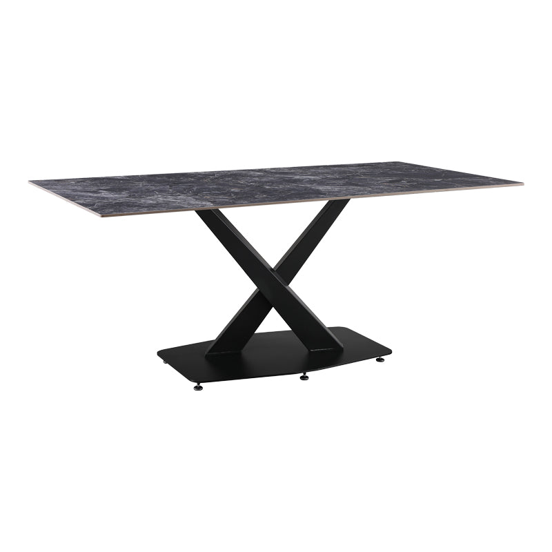 Τραπέζι Tafel pakoworld Sintered stone με μεταλλικά πόδια σε μαύρη απόχρωση 180x90x76εκ