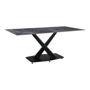 Τραπέζι Tafel pakoworld Sintered stone με μεταλλικά πόδια σε μαύρη απόχρωση 180x90x76εκ