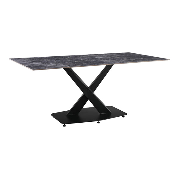 Τραπέζι Tafel pakoworld Sintered stone με μεταλλικά πόδια σε μαύρη απόχρωση 180x90x76εκ