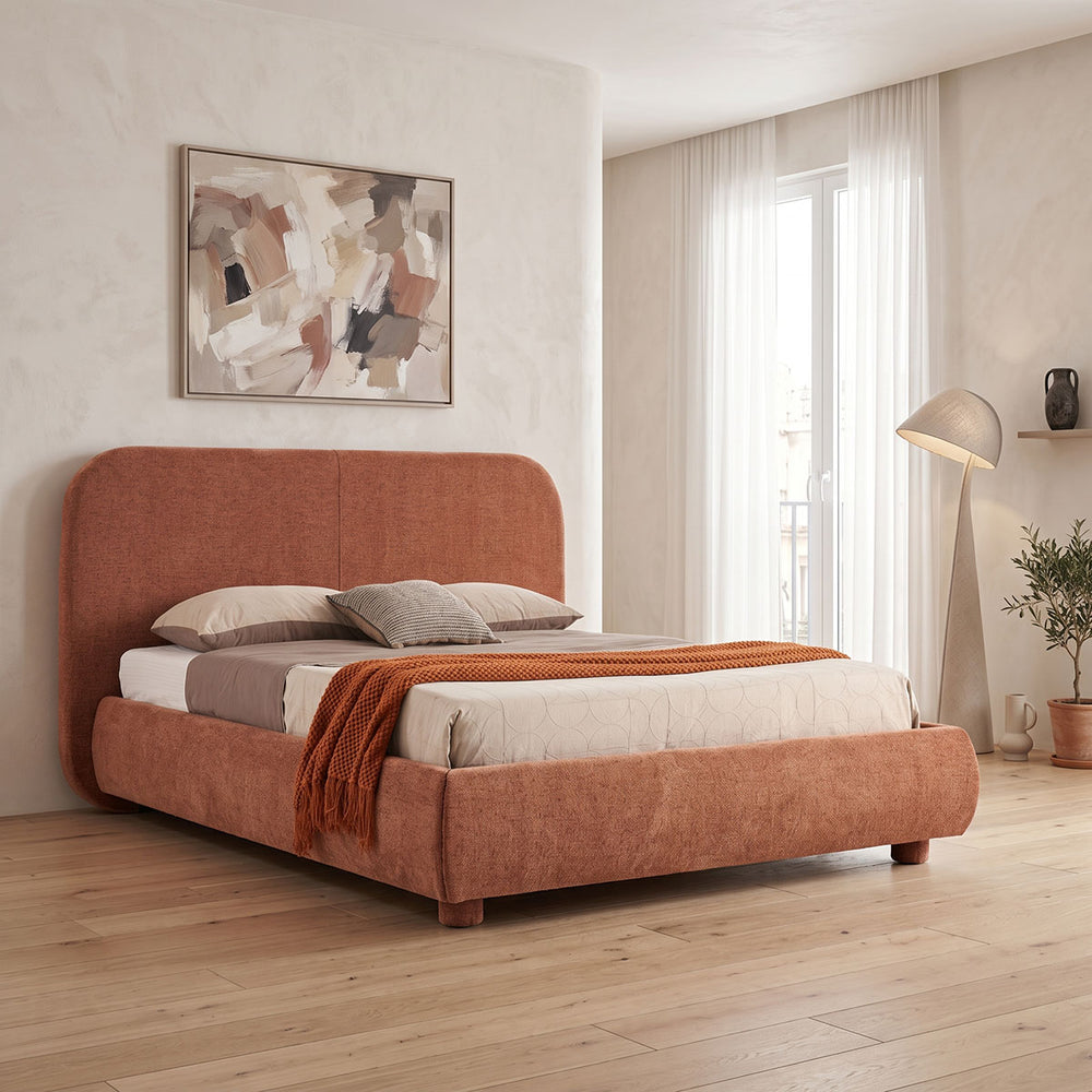 Κρεβάτι Salena pakoworld terracotta ύφασμα 160x200εκ