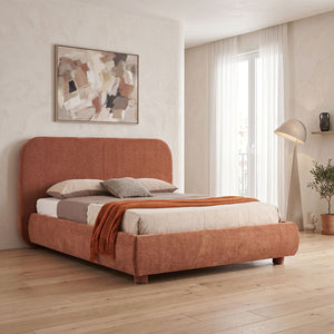 Κρεβάτι Salena pakoworld terracotta ύφασμα 160x200εκ